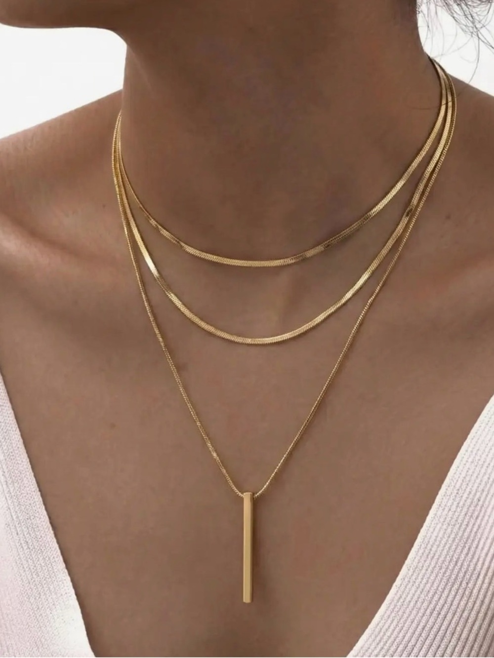 Gold Layered Chain with Bar Pendant (4505)